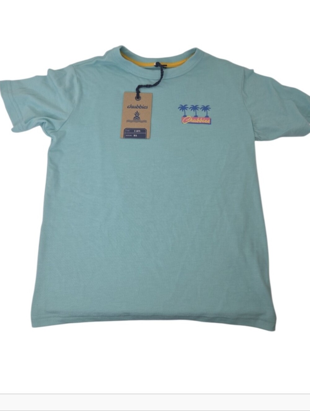 Chubbies Youth Small 8/9 Aqua Boys The Pit Stop Weekend Tee Shirt NWT
